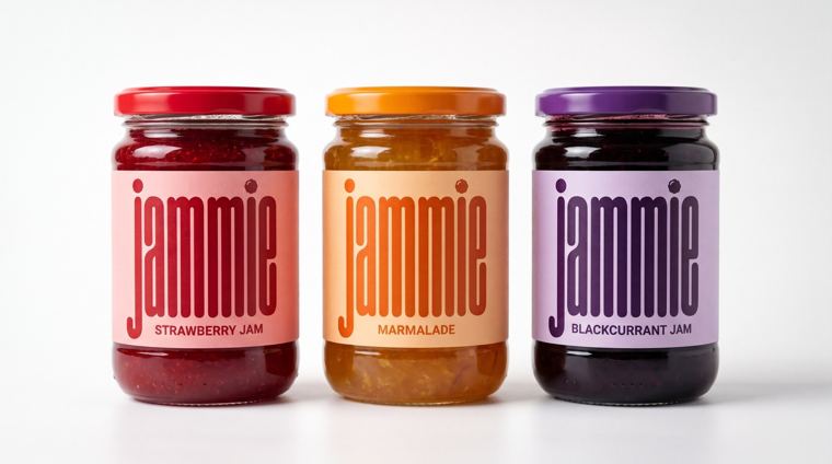 three jammie jars in a row